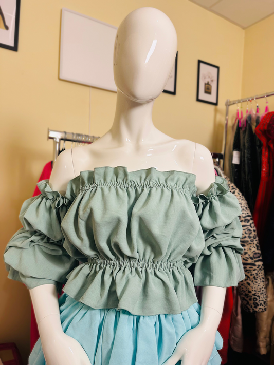 Off- Schoulder Damenbluse Mintgrün