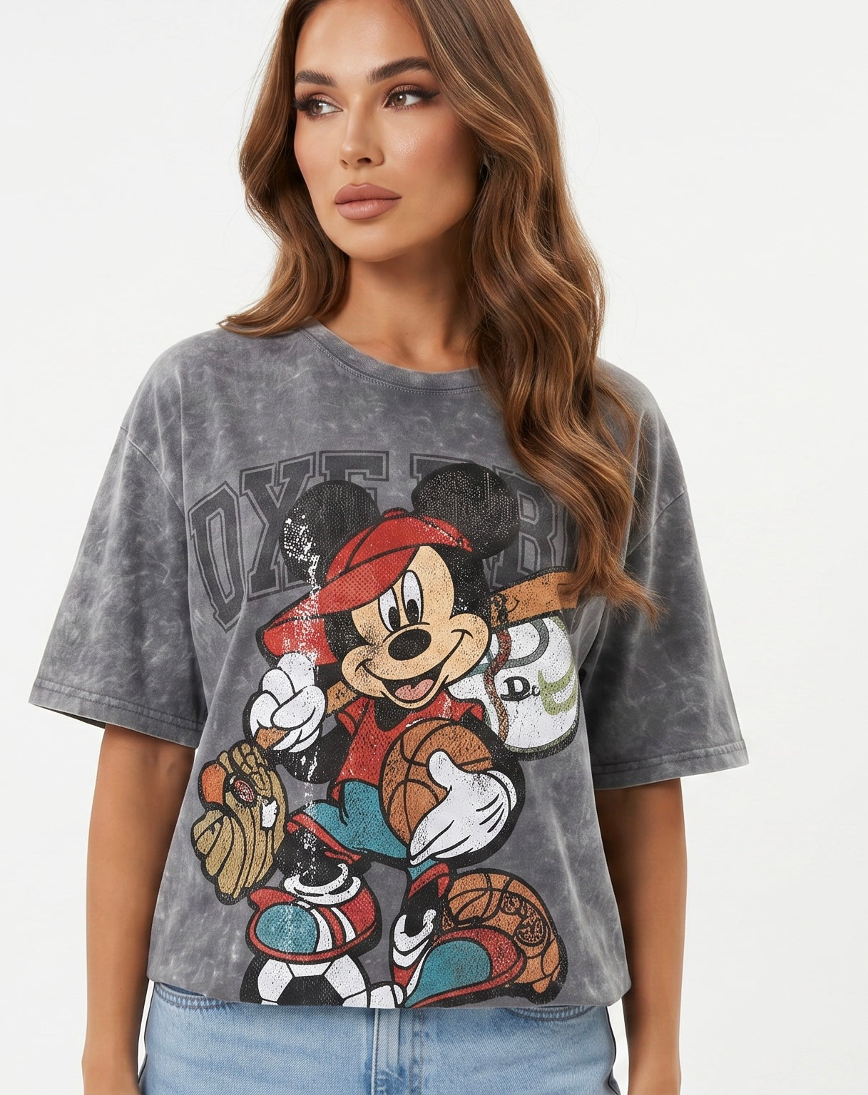 Damen T- Shirt Mickey Mouse | Dunkelgrau