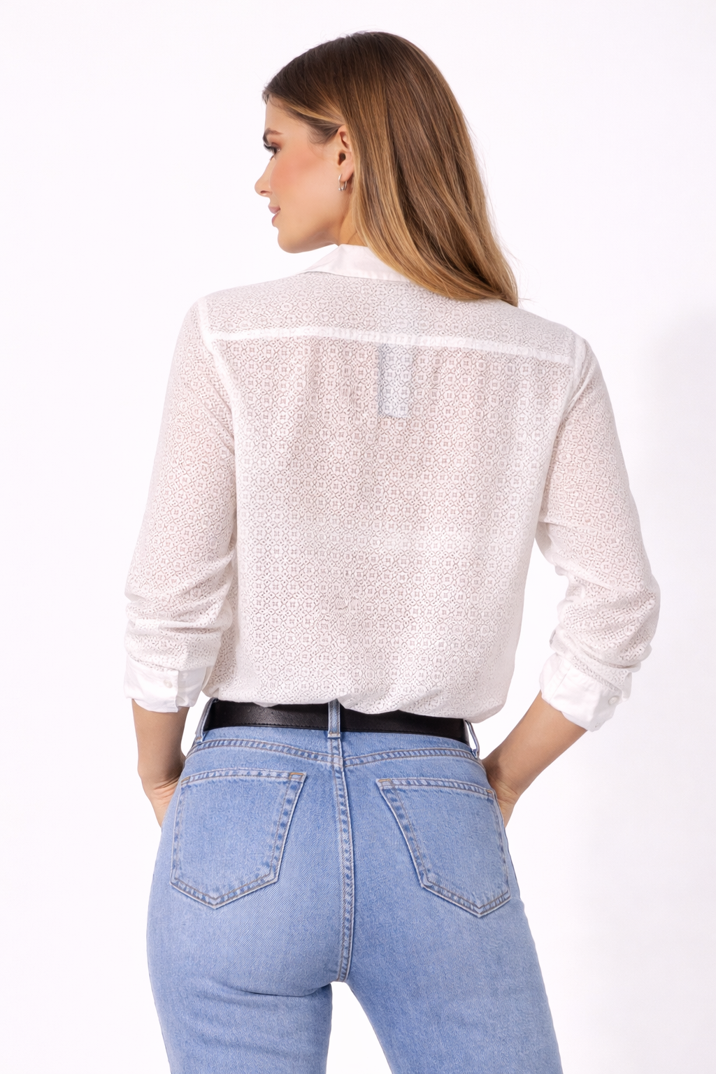 Damenbluse Muster Sterne Weiß