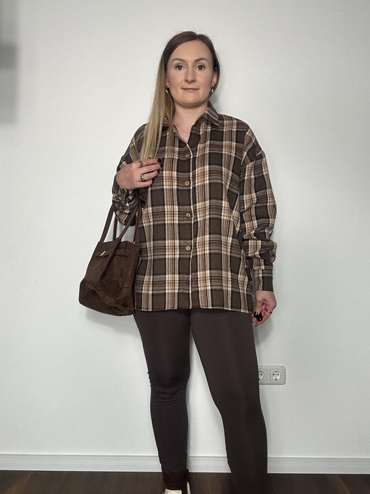 Damenbluse Karo Schoko