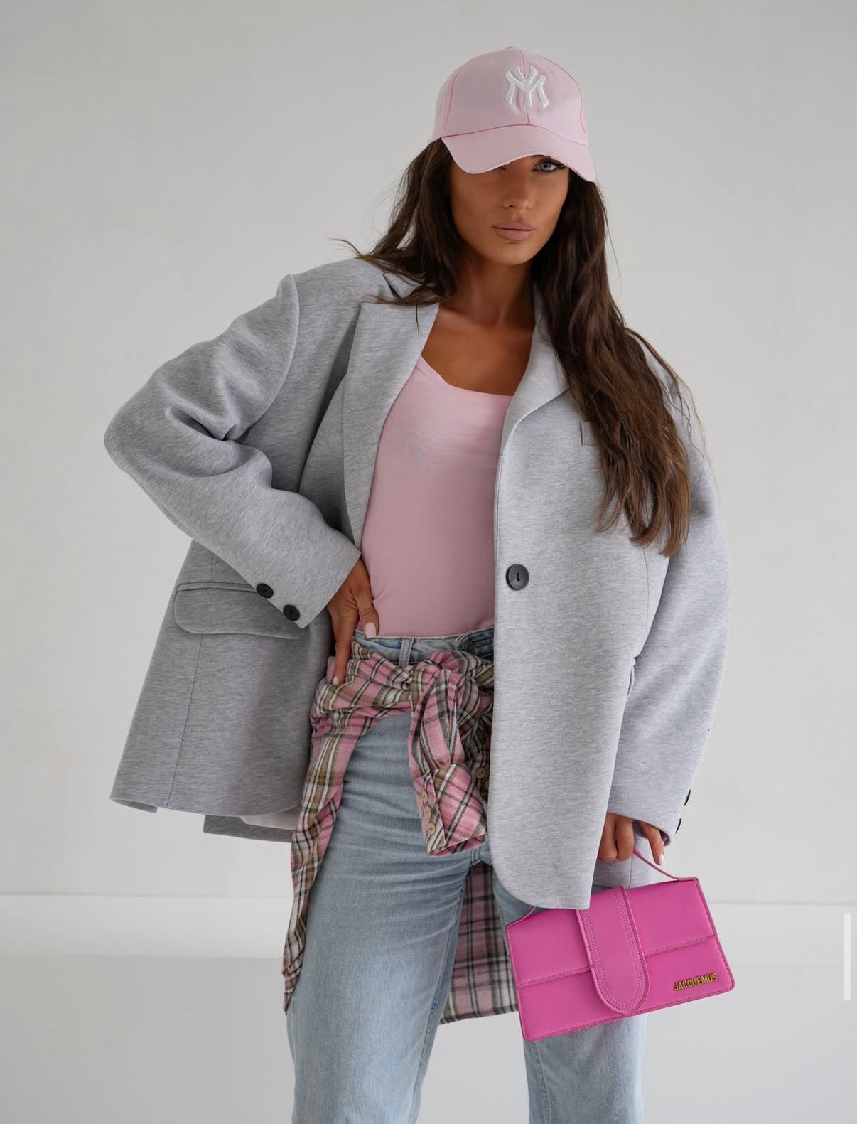 Oversize Baumwollblazer Grau