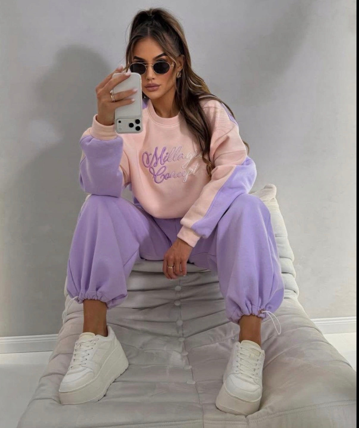 Sportanzug Damen Set Bali Millagro | Lila- Beige