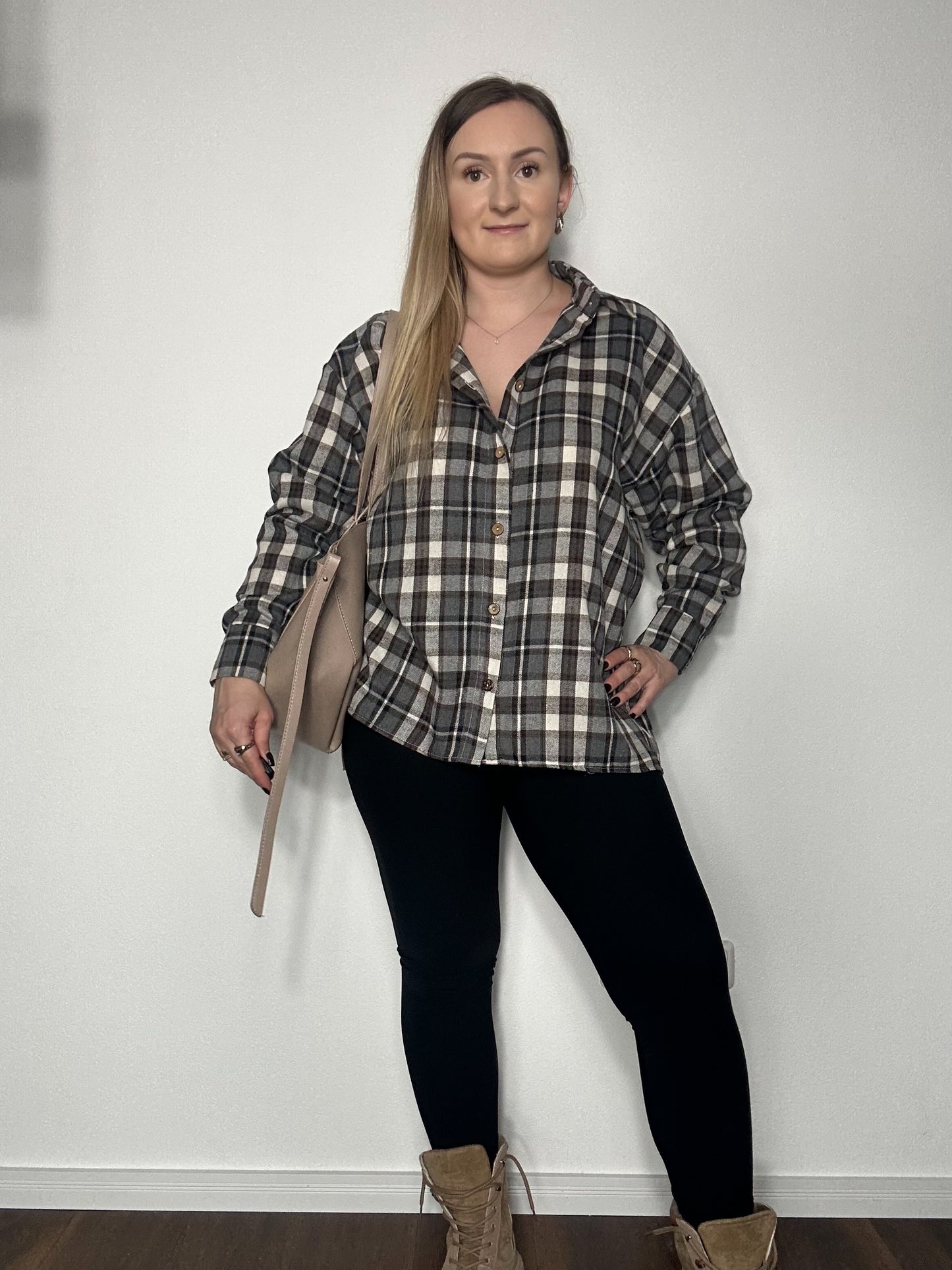 Damenbluse Karo Grau- schwarz
