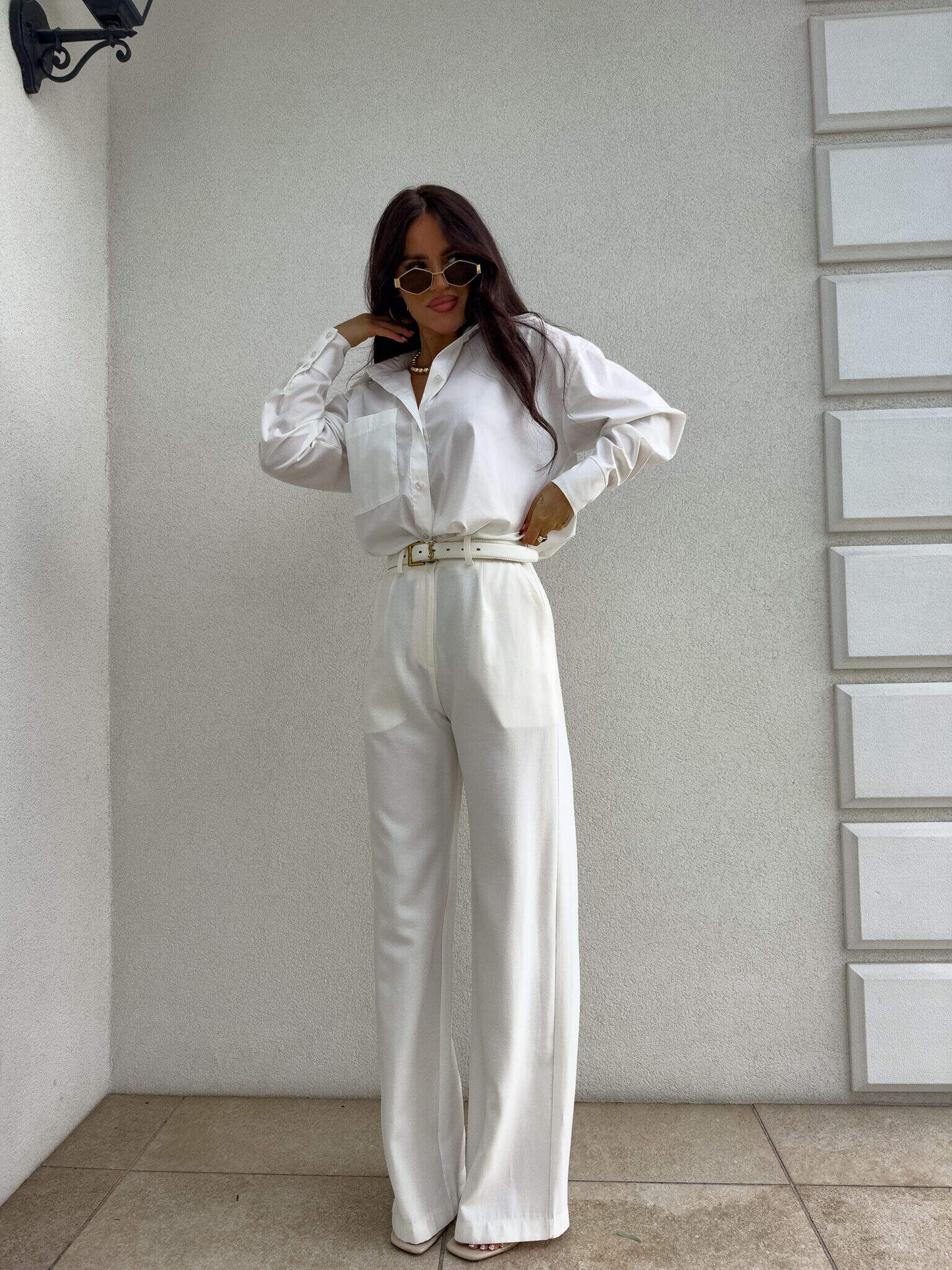 Damenbluse OVER SPRING POCKET Klassisch Weiß