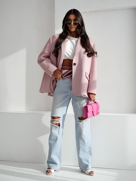 Oversize Baumwollblazer Altrosa