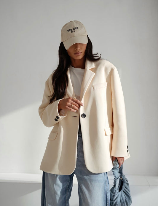Oversize Baumwollblazer Kokos