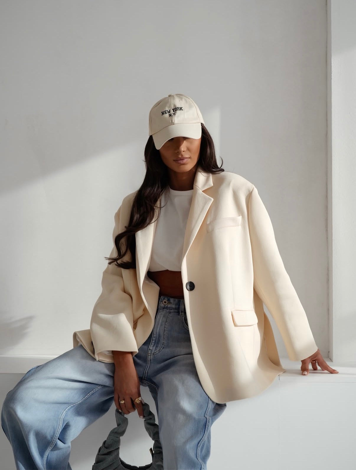 Oversize Baumwollblazer Kokos