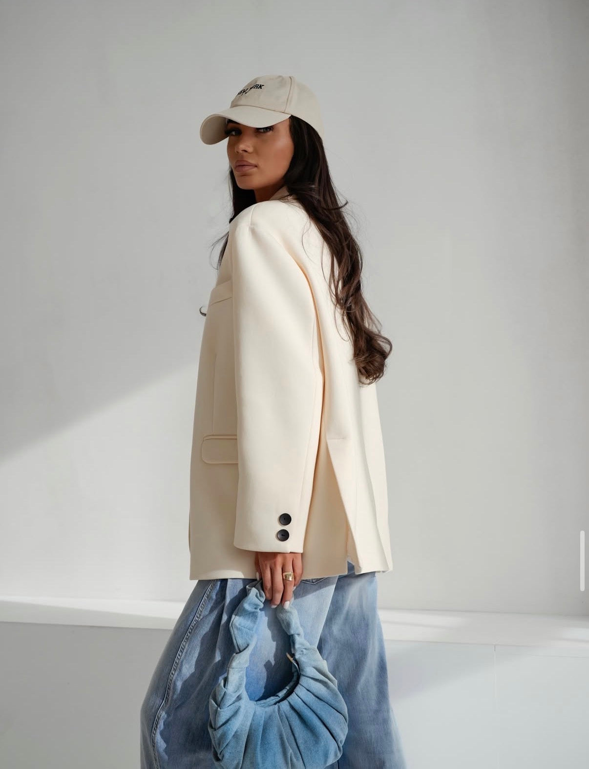 Oversize Baumwollblazer Kokos