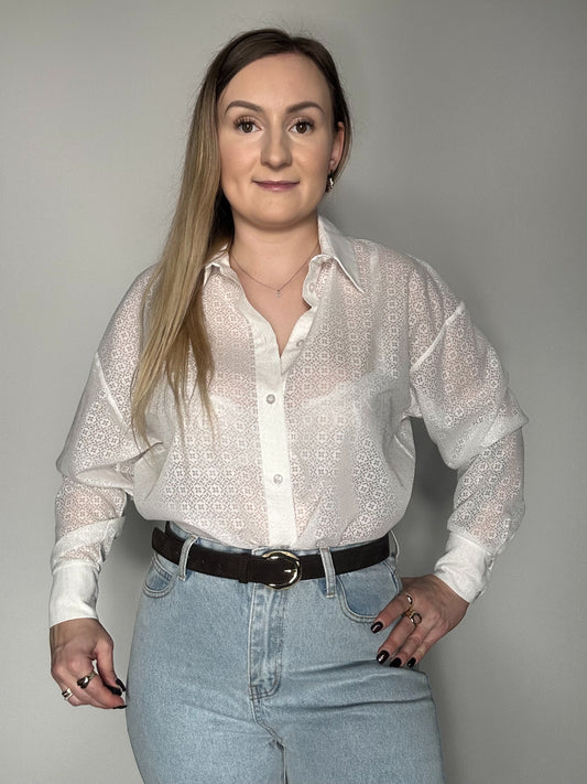 Damenbluse Muster Sterne Weiß
