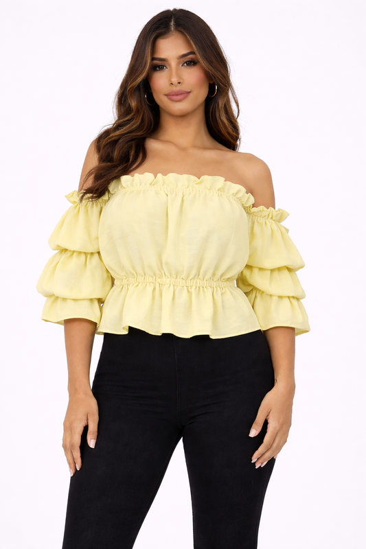 Off- Schoulder Damenbluse gelb Lalu