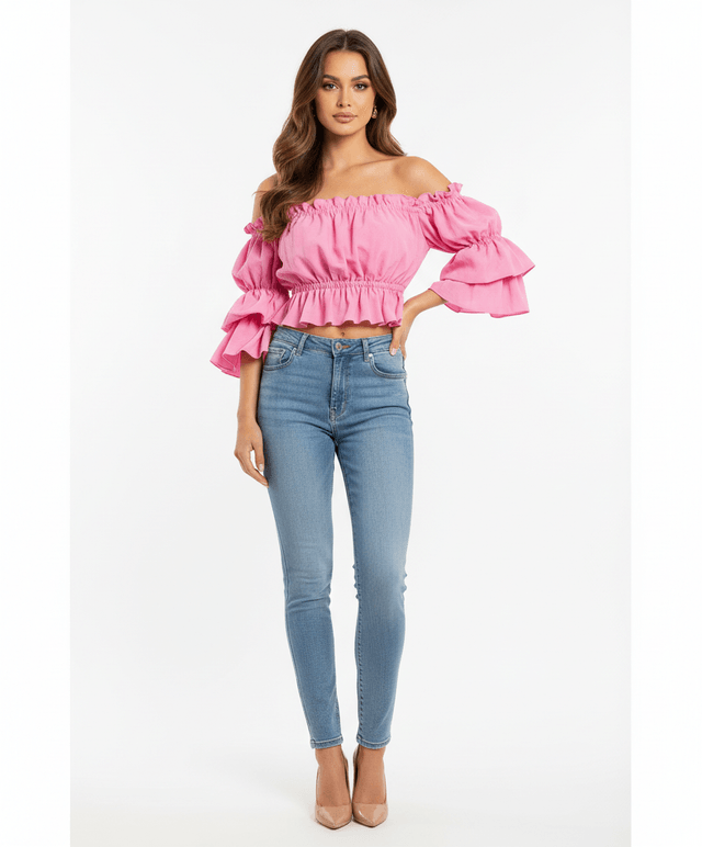 Off- Schoulder Damenbluse Lalu hellrosa