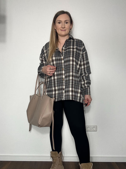 Damenbluse Karo Grau- schwarz