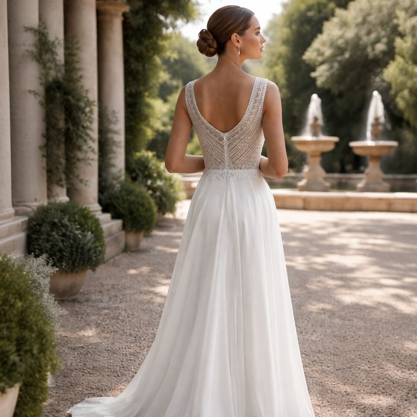 Brautkleid mit Glitzer und Steine am Oberteil Größe 42