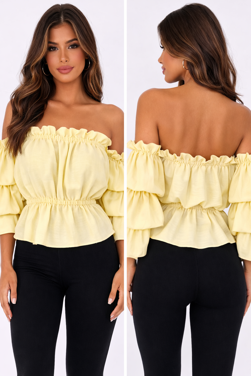 Off- Schoulder Damenbluse gelb Lalu