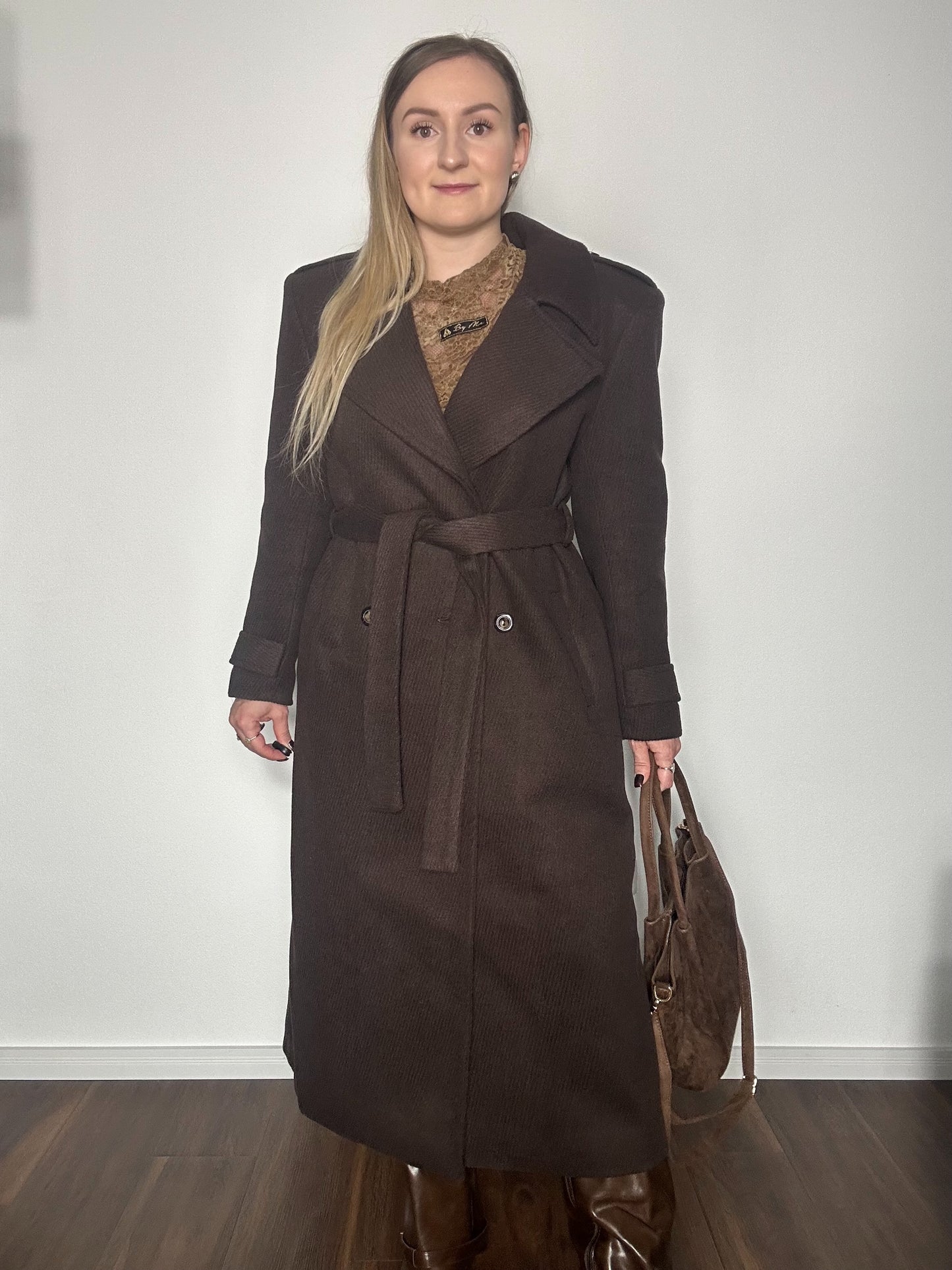 Mantel Lang SCHOKOBRAUN