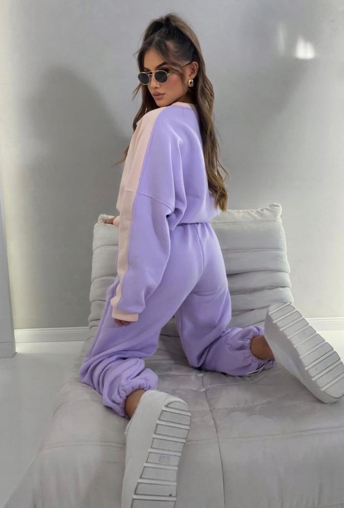 Sportanzug Damen Set Bali Millagro | Lila- Beige