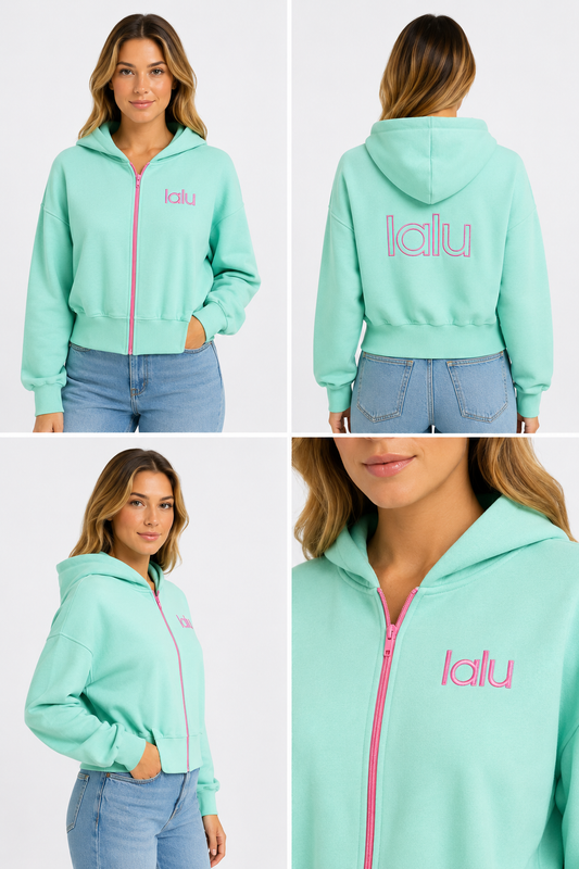 Sweatshirt Lalu mit Logo | MINTGRÜN- PINK