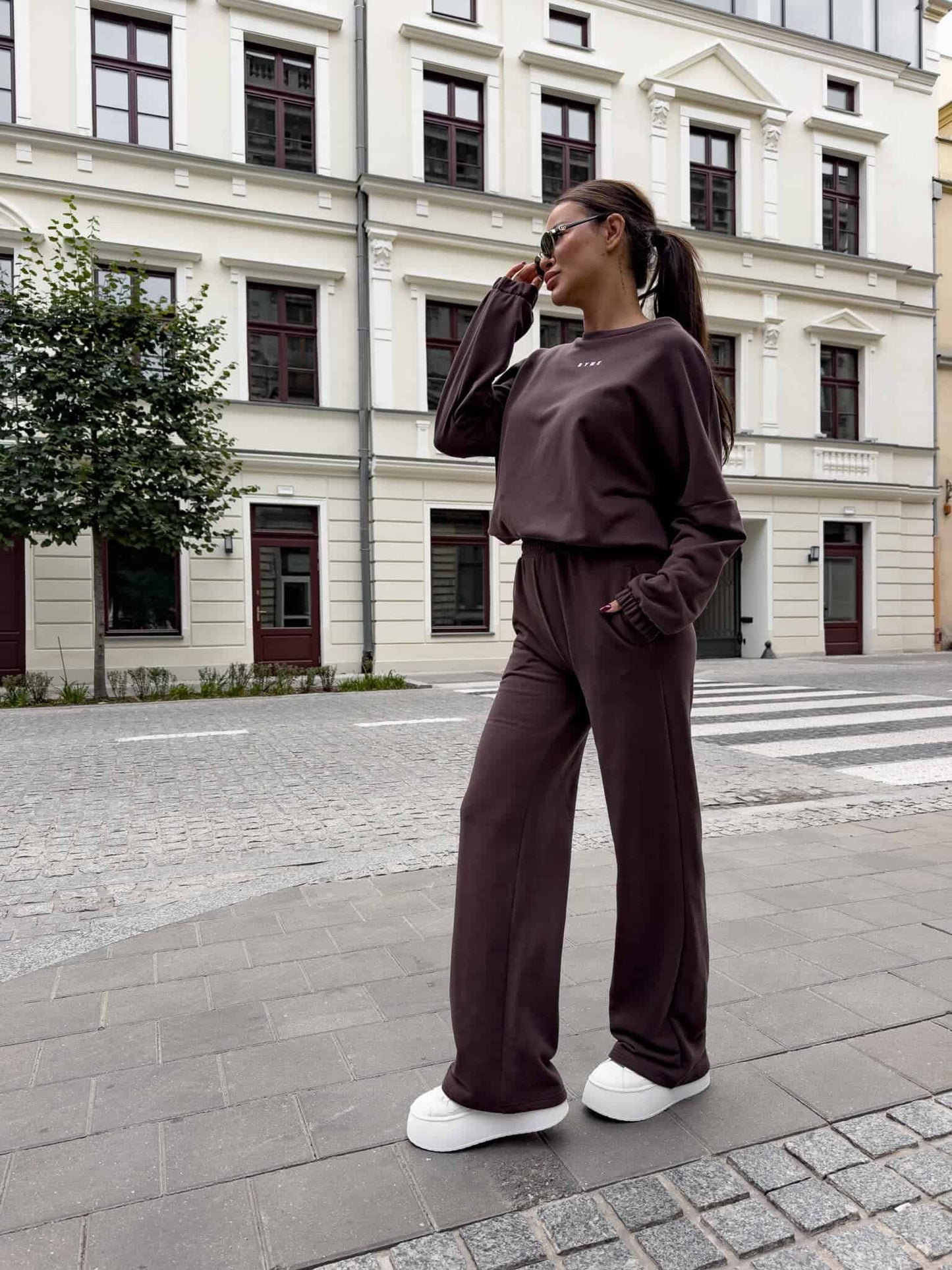 Damenset Sportanzug Damen Zweiteiler SYDNEY SCHOKOBRAUN