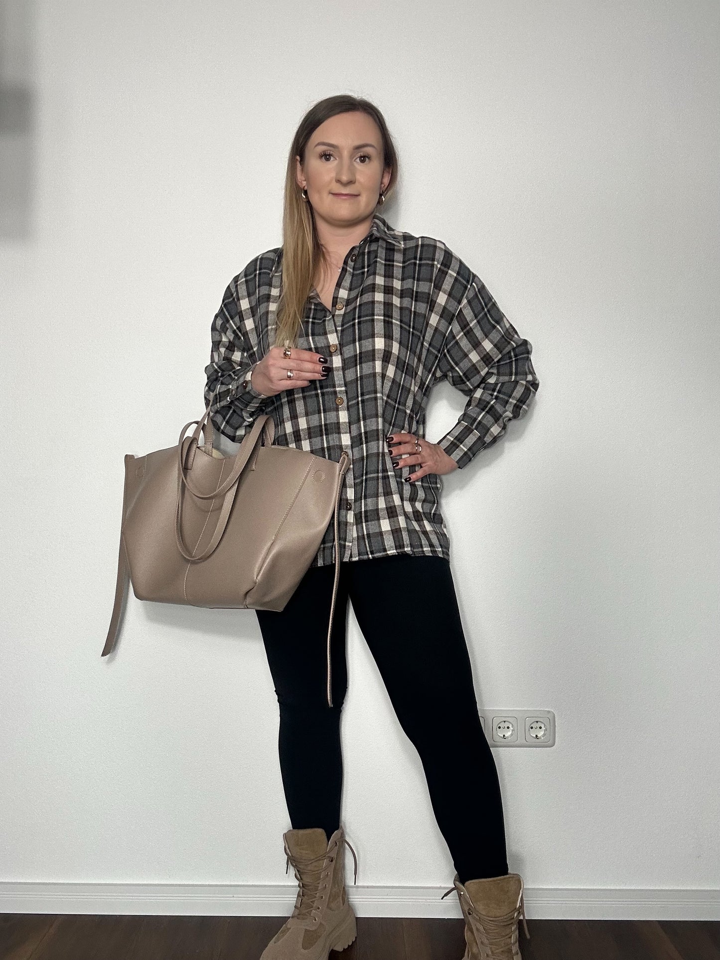 Damenbluse Karo Grau- schwarz