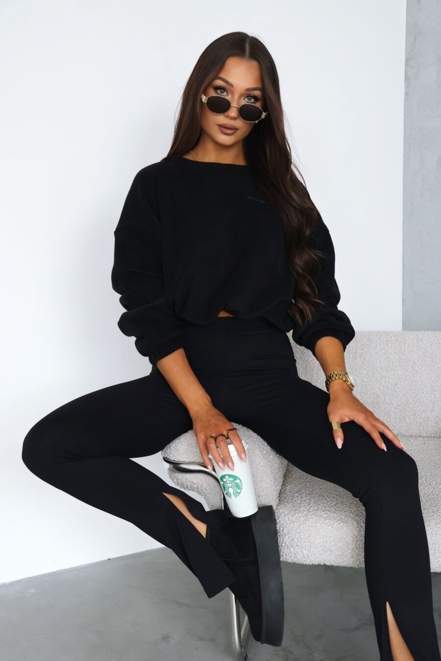 Leggings mit trendigen Beinschlitzen By Mia Bugdalova Schwarz