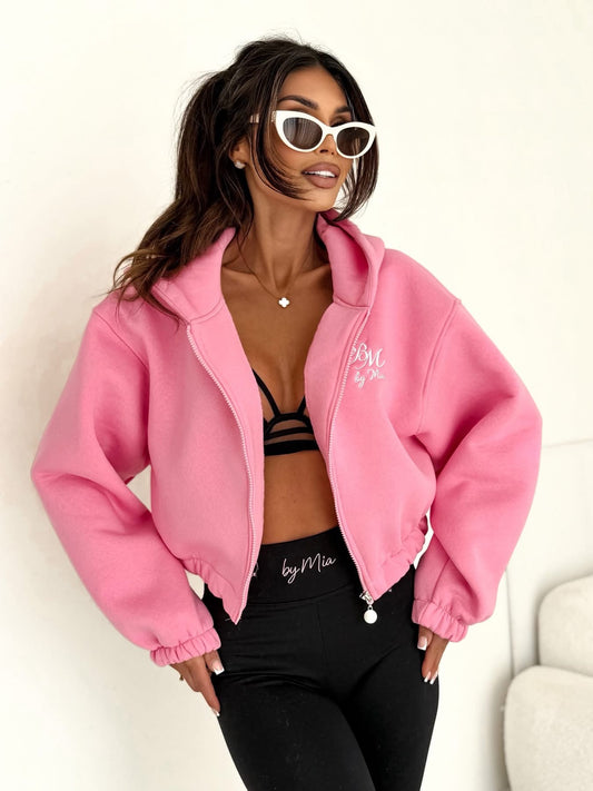 Sweatshirt Damen mit Reißverschluss und Kapuze | Pink