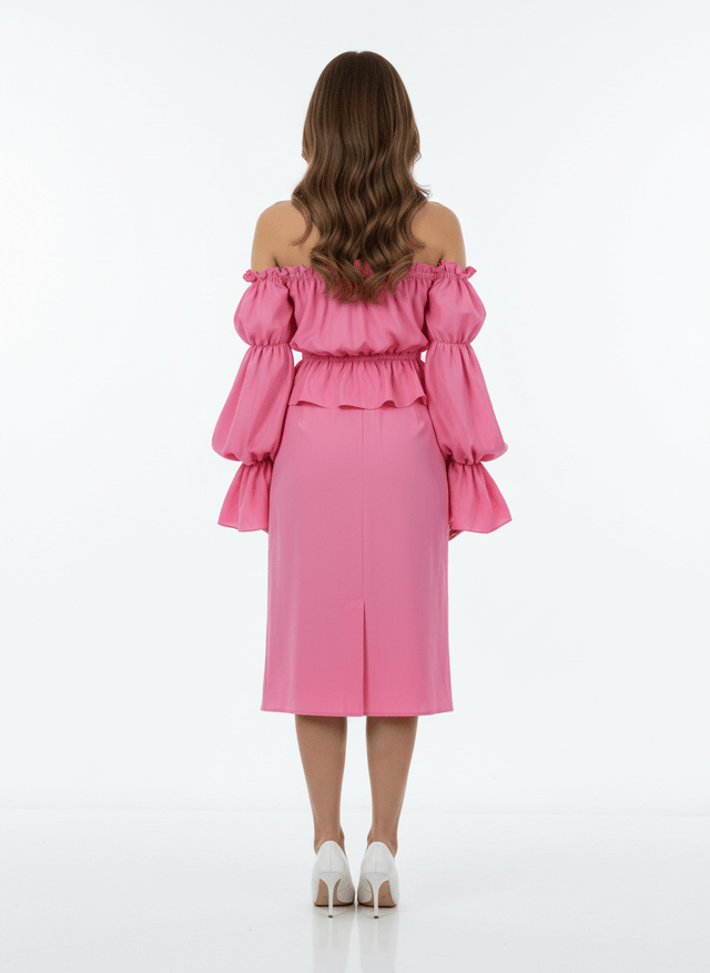 Off- Schoulder Damenbluse Lalu Dunkelrosa