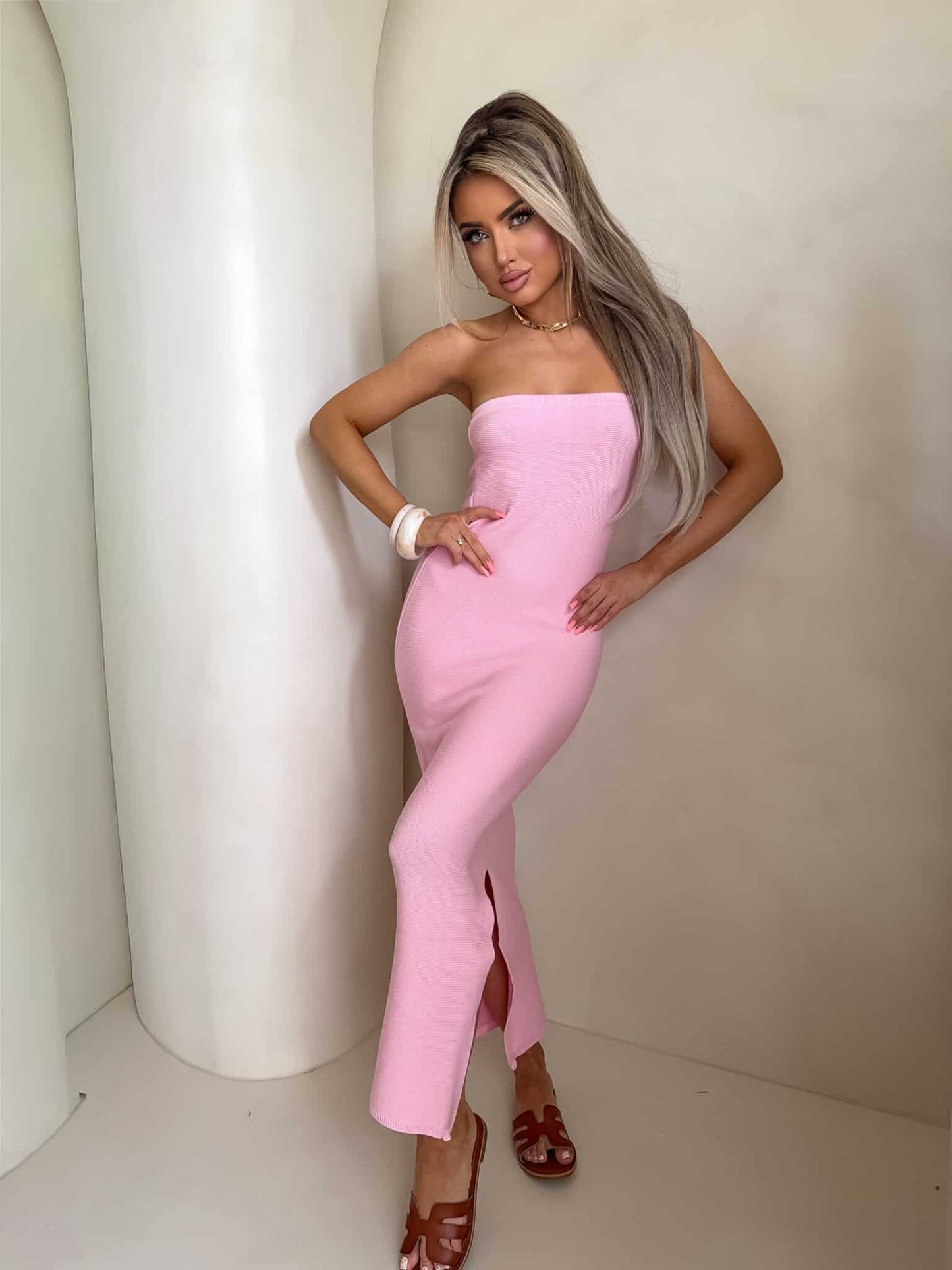 Damenkleid SPAIN Mit Blumen Rosa