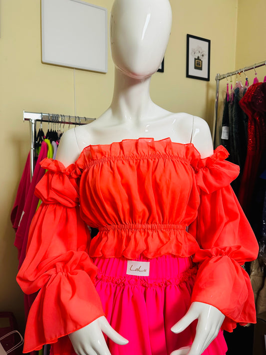 Off- Schoulder Damenbluse Orange 🍊