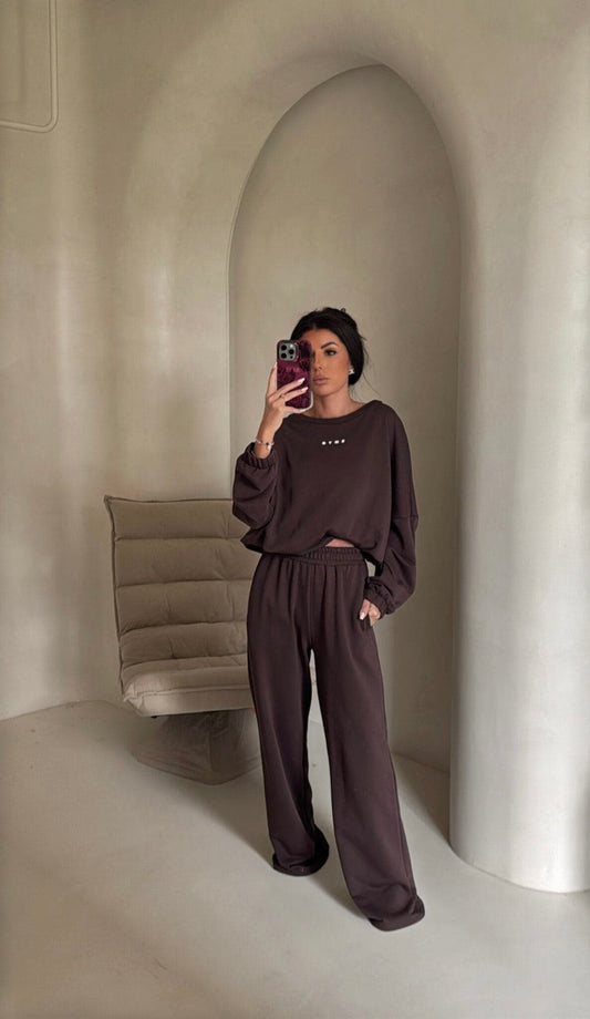 Damenset Sportanzug Damen Zweiteiler SYDNEY SCHOKOBRAUN