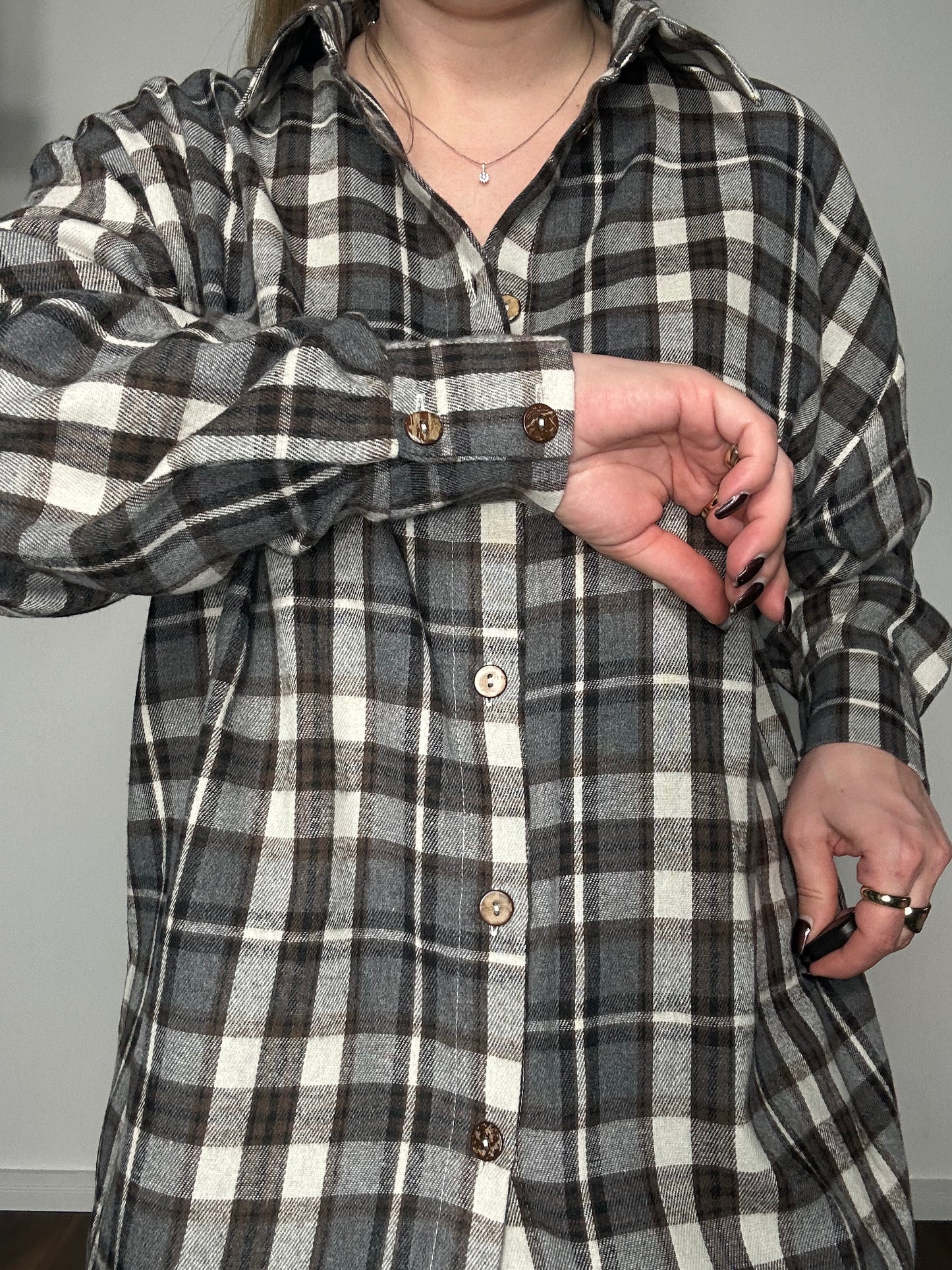 Damenbluse Karo Grau- schwarz