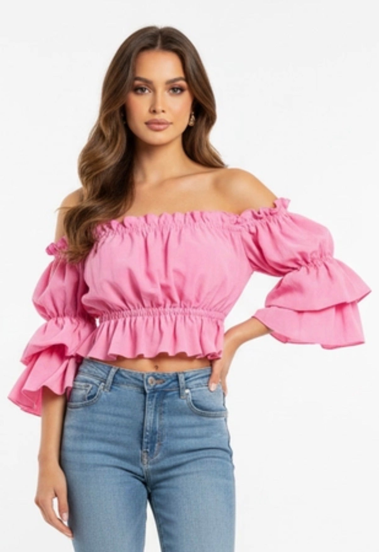Off- Schoulder Damenbluse Lalu hellrosa
