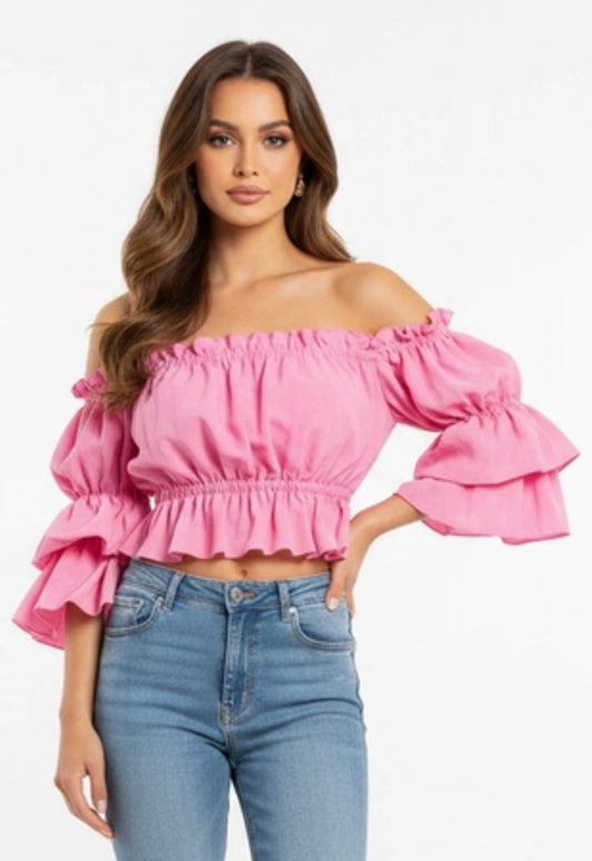 Off- Schoulder Damenbluse Lalu hellrosa