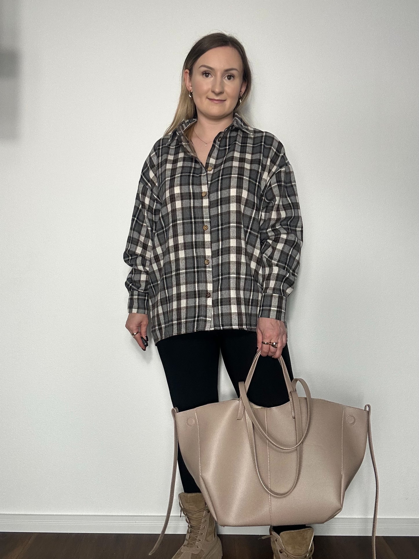 Damenbluse Karo Grau- schwarz