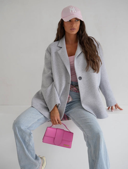 Oversize Baumwollblazer Grau