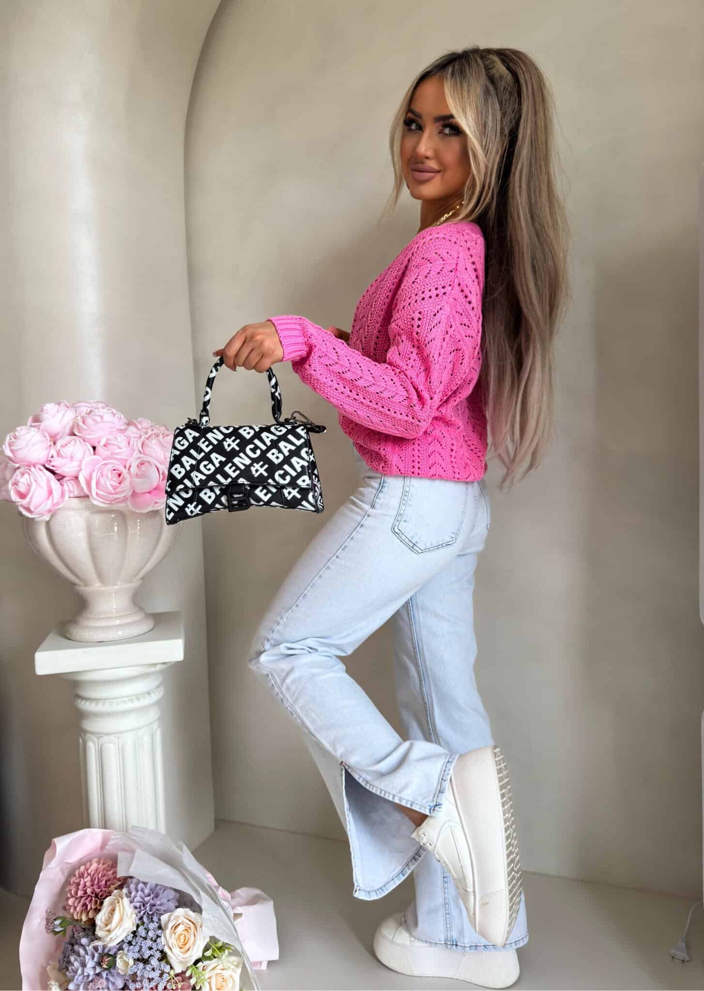 Strickjacke Strickpullover WOOD BY ME Pink