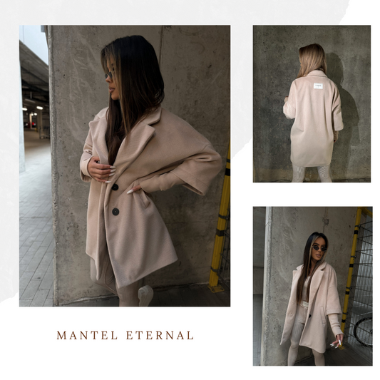 Elegante Damenmantel ETERNAL LA MANUEL Dunkelbeige One Size