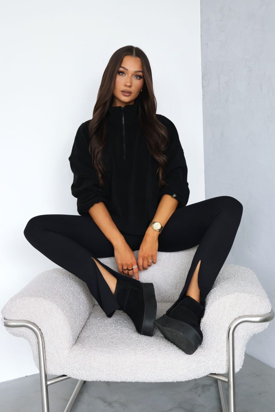 Leggings mit trendigen Beinschlitzen By Mia Bugdalova Schwarz