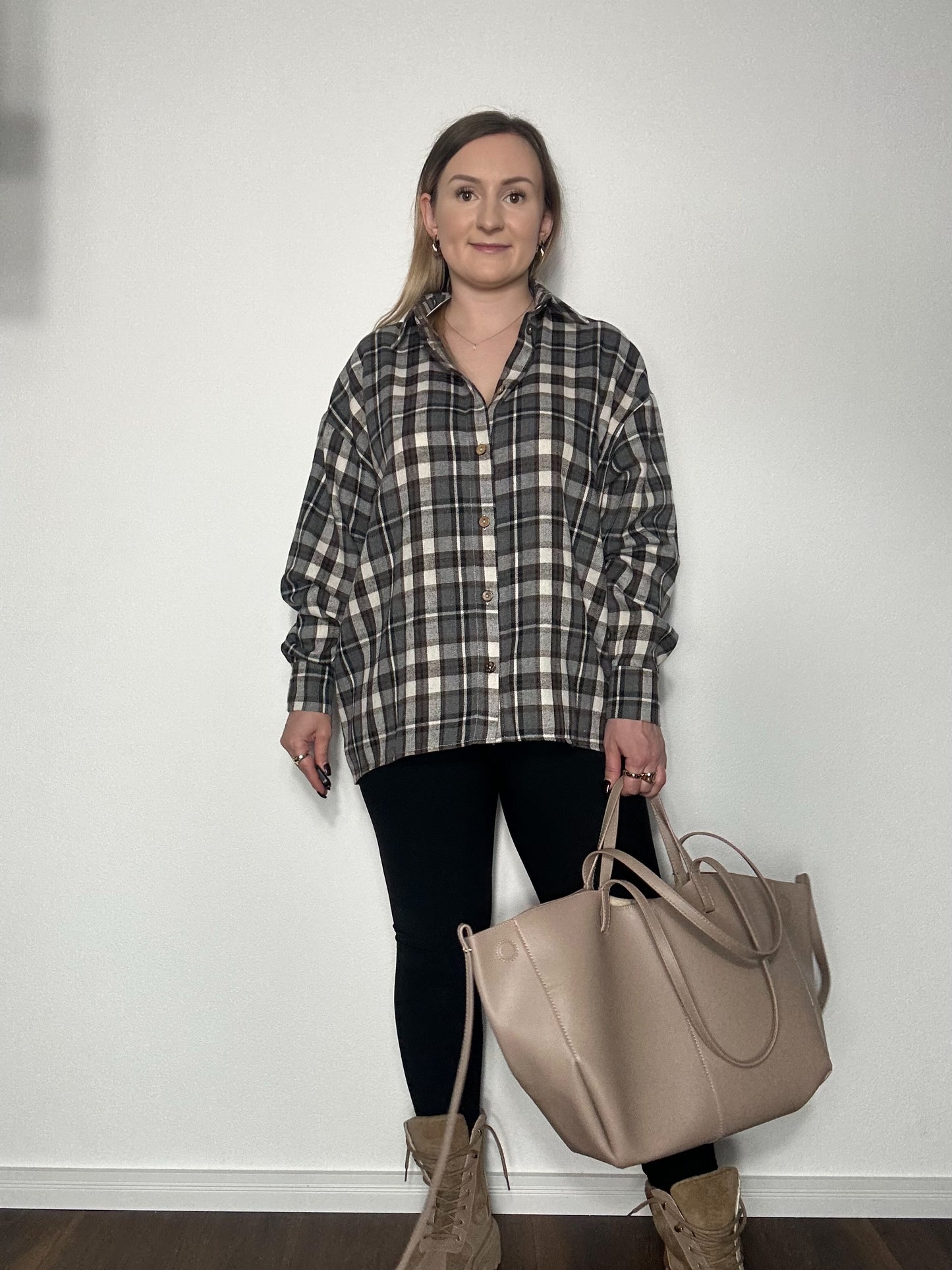 Damenbluse Karo Grau- schwarz