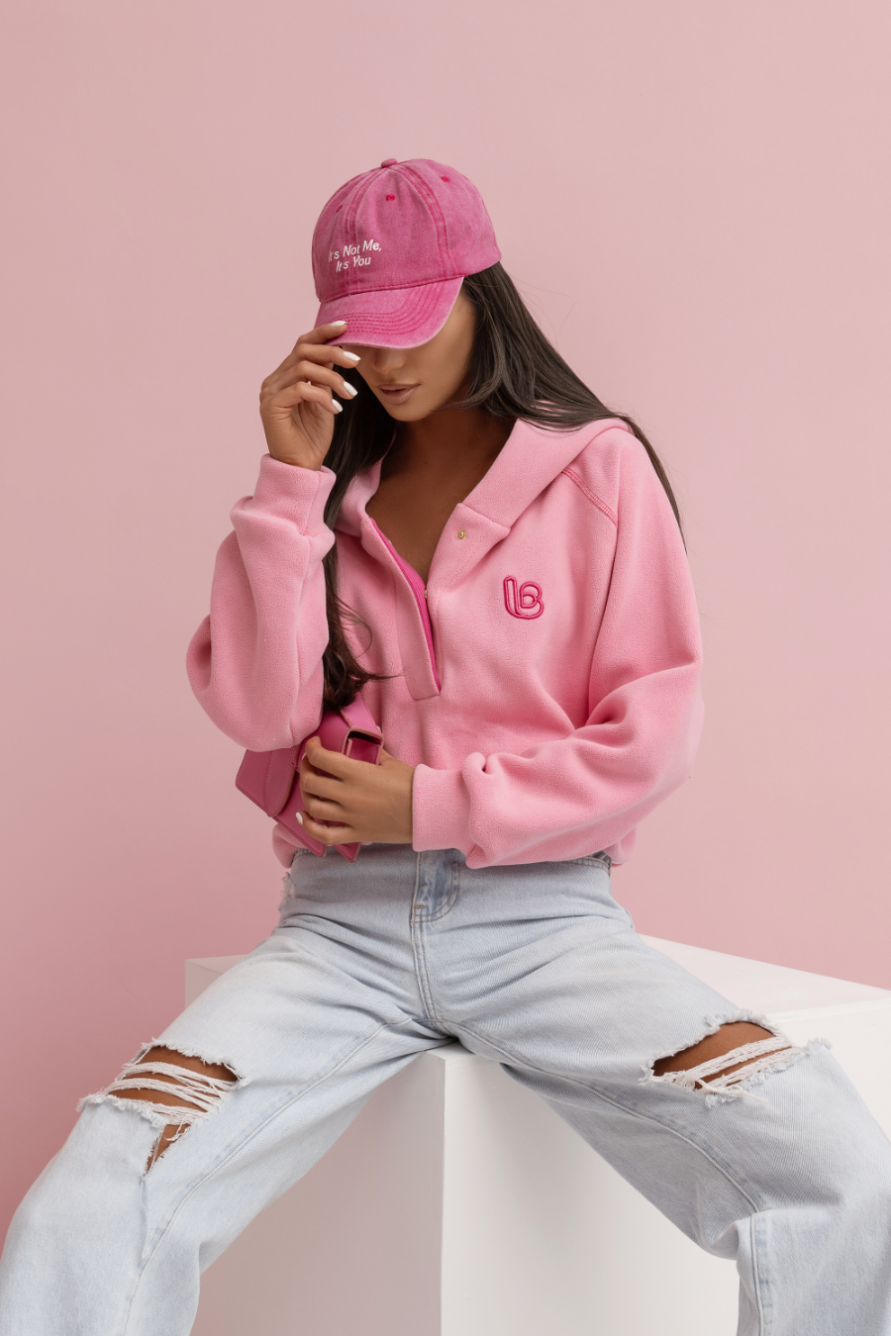 Fleece- Sweatshirt mit Kapuze | Pink