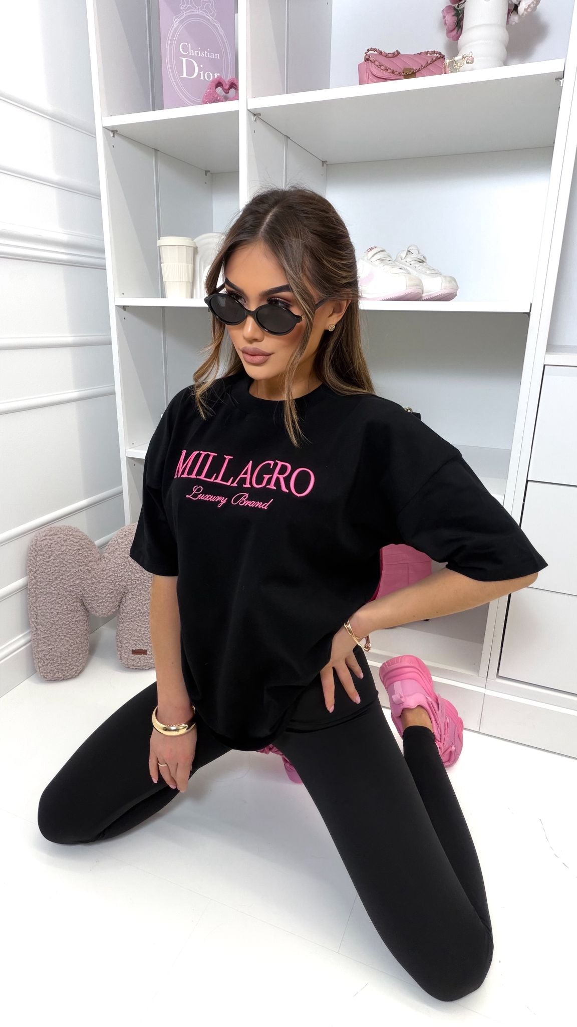 T- Shirt Millagro Luxury Brand | Schwarz- Pink