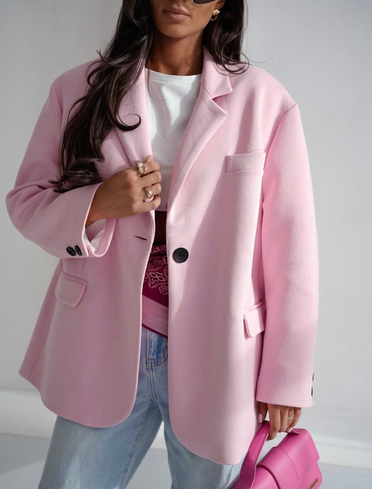 Oversize Baumwollblazer Rosa