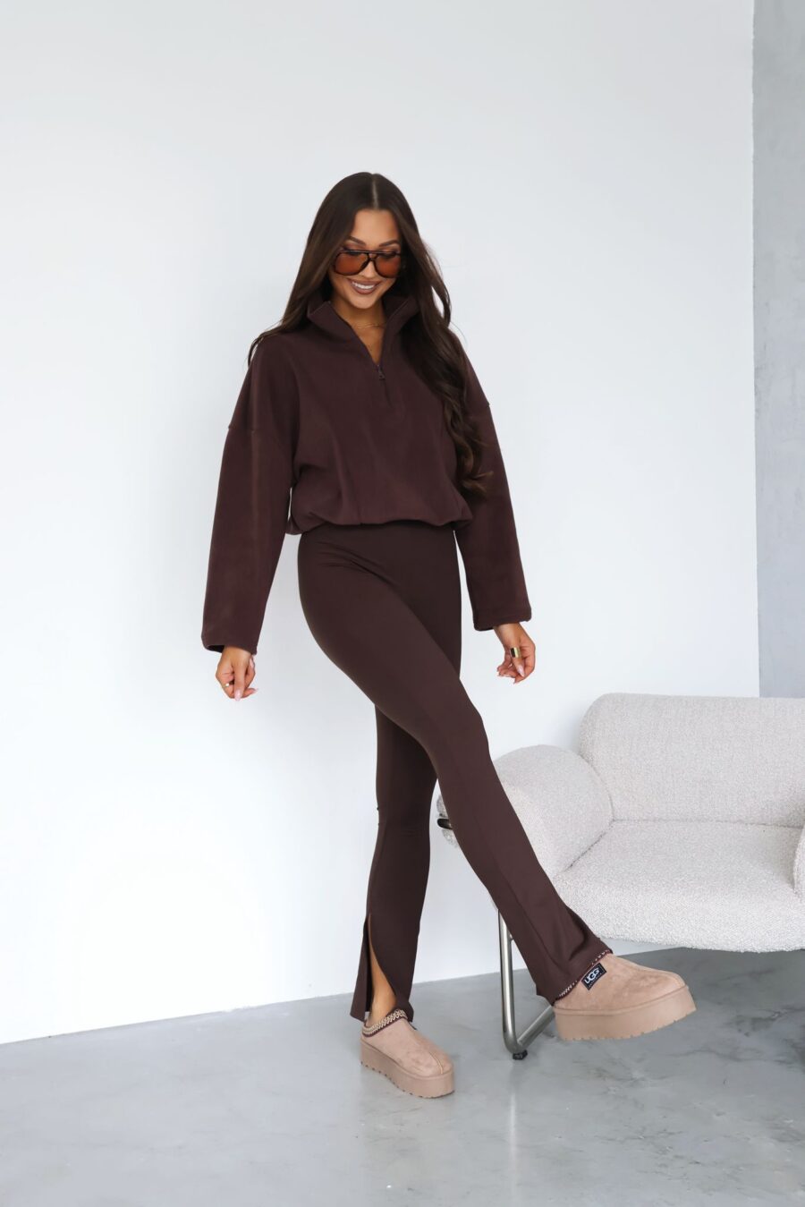 Leggings mit trendigen Beinschlitzen By Mia Bugdalova Schokobraun