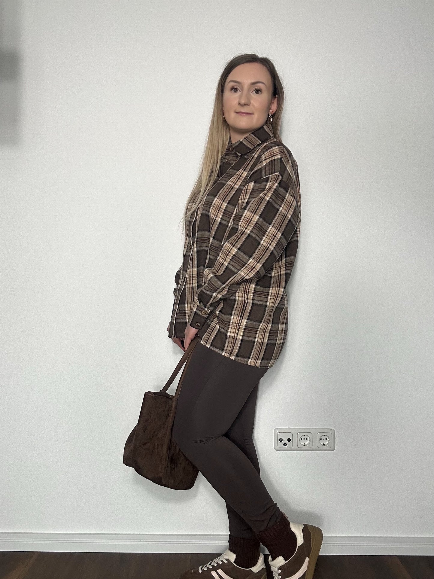 Damenbluse Karo Schoko