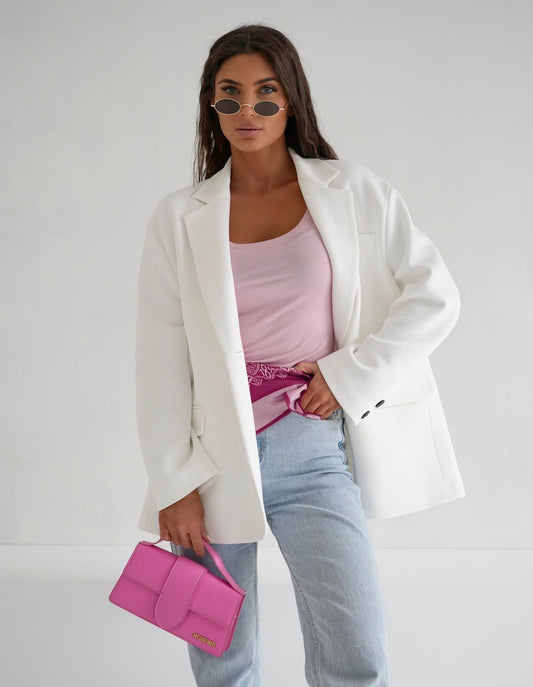 Oversize Baumwollblazer Weiß