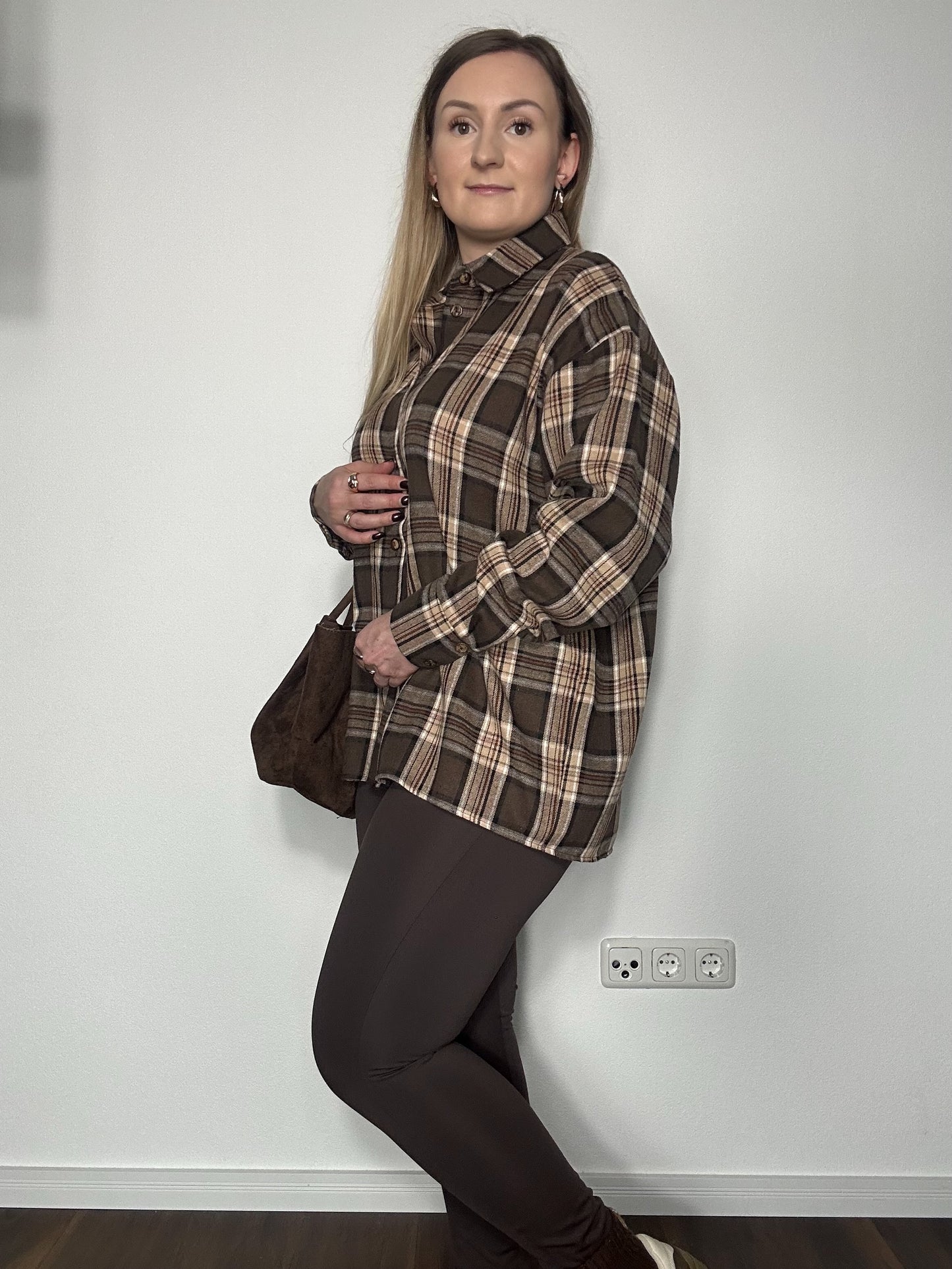 Damenbluse Karo Schoko