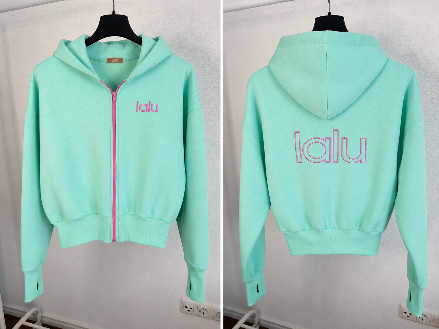 Sweatshirt Lalu mit Logo | MINTGRÜN- PINK