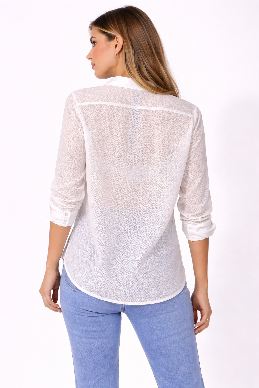 Damenbluse Muster Sterne Weiß