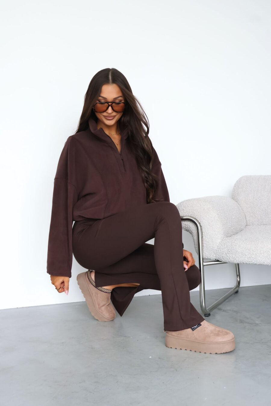 Leggings mit trendigen Beinschlitzen By Mia Bugdalova Schokobraun