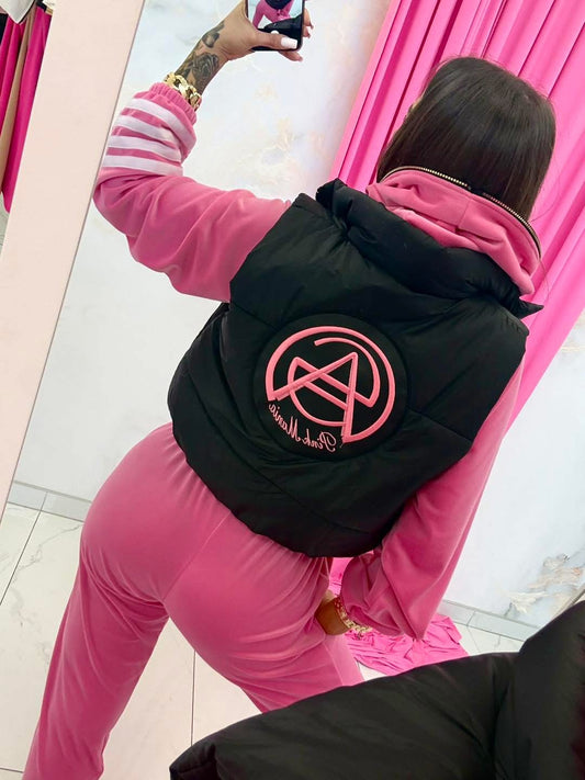 Steppweste Damen schwarz- pink