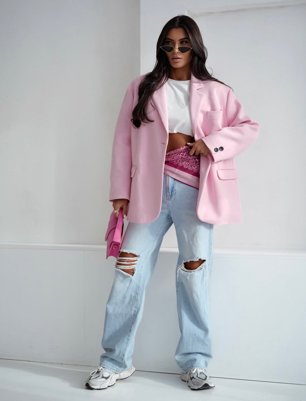 Oversize Baumwollblazer Rosa